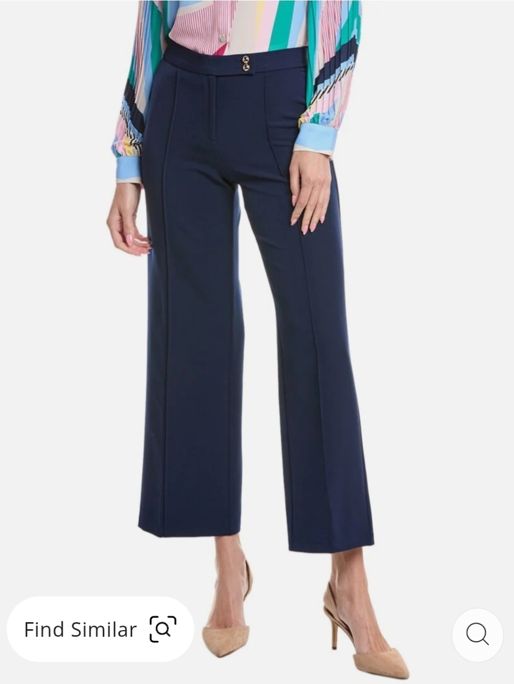 T Tahari Navy Wide-Leg Dress Pants Flare Trousers Size 12